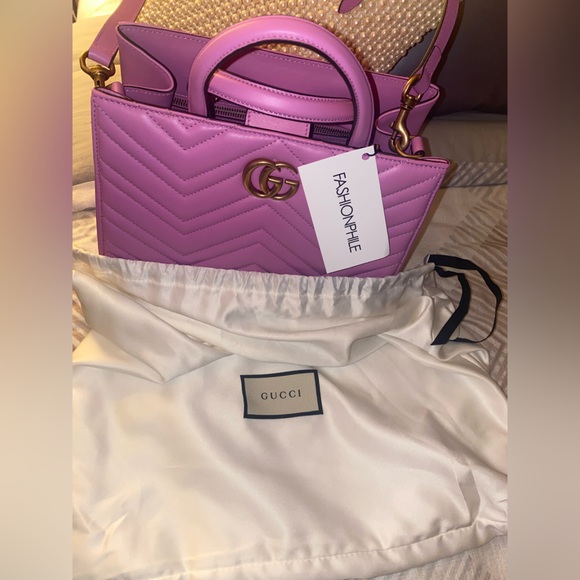Gucci Bags Gucci Calfskin Matelasse Small Gg Marmont Tote Candy